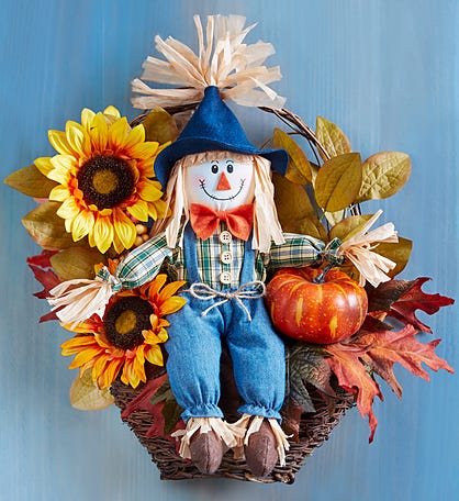 1-800-Flowers 15" Friendly Scarecrow Basket